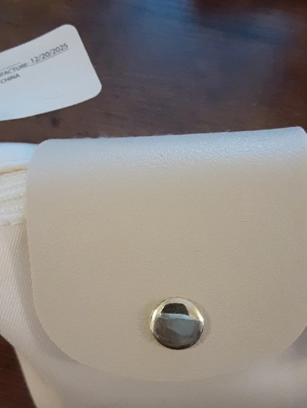 Cream and Beige Mini Pouch Keychain Bag